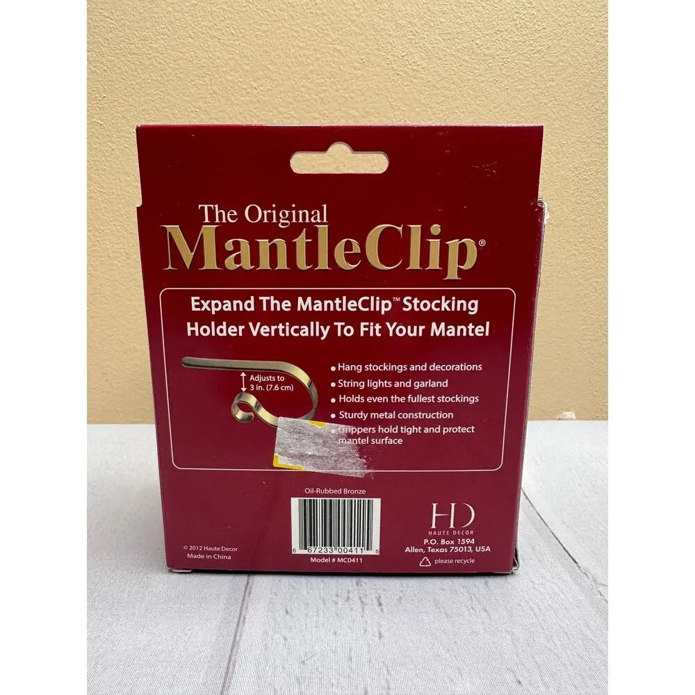 MantleClip Stocking Holder‎ 4pk Oil Rubbed Bronze Mantel Clips NEW